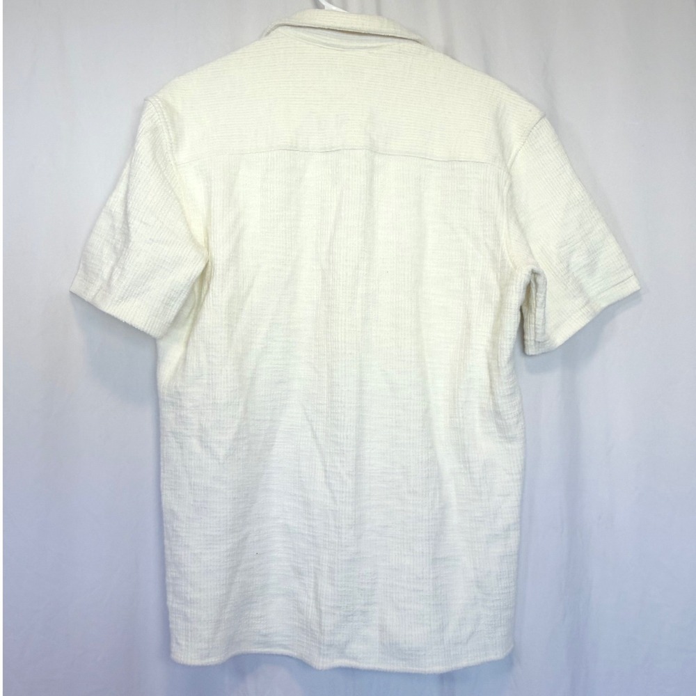 Zara Textured Button Up Shirt Women Medium Cream NEW Short Sleeve 7545/282/712 - Picture 2 of 5